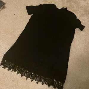 Beautiful black sheath mock neck dress with lace details